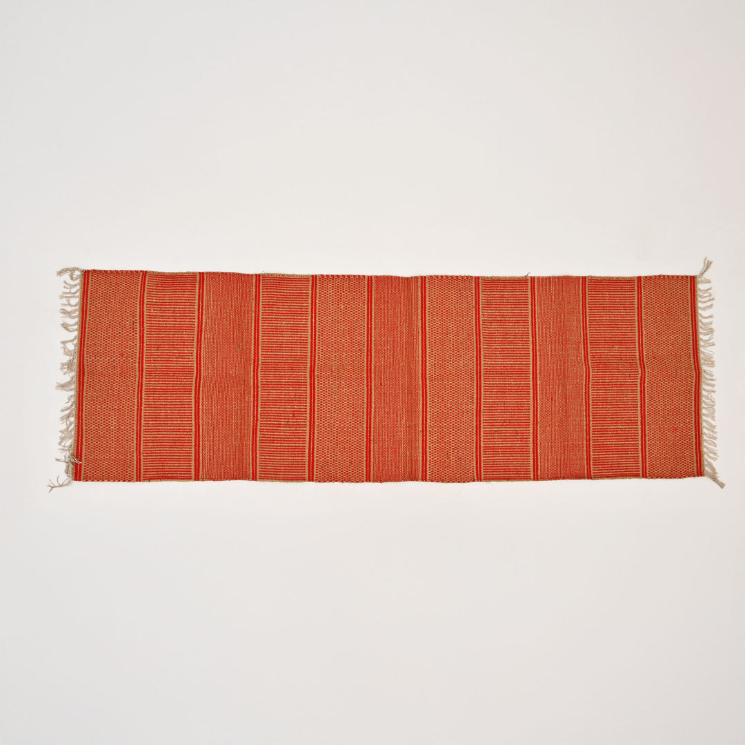 Handwoven Jute and Cotton Rug | 24x72” Coral & Red Runner