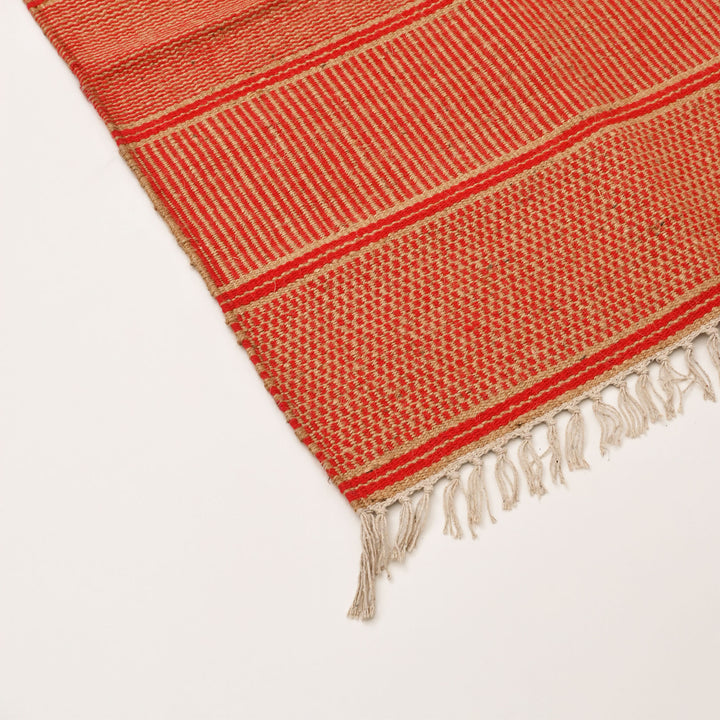 Handwoven Jute and Cotton Rug | 24x72” Coral & Red Runner