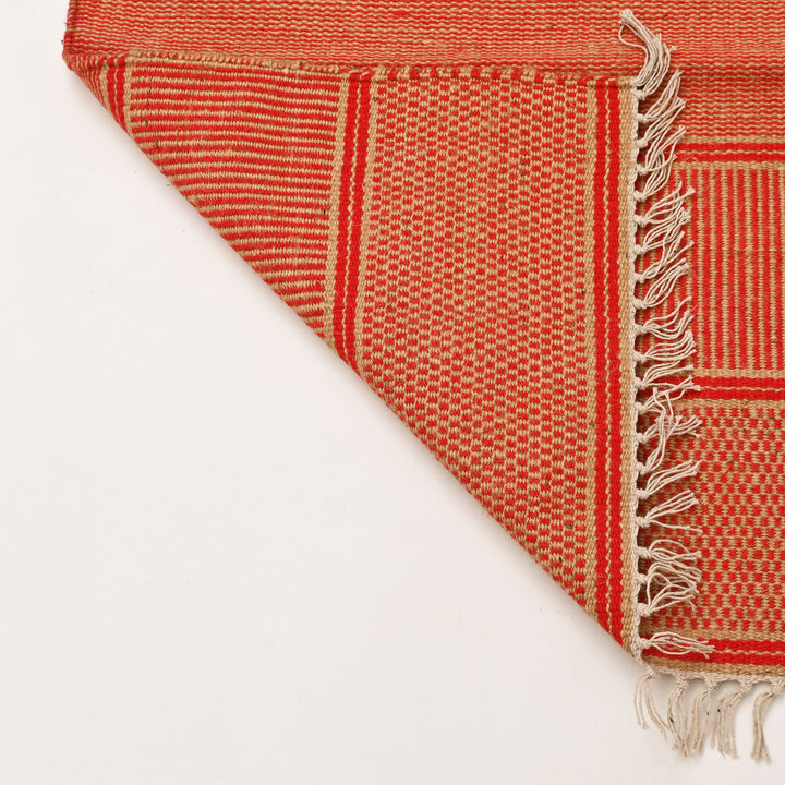 Handwoven Jute and Cotton Rug | 24x72” Coral & Red Runner
