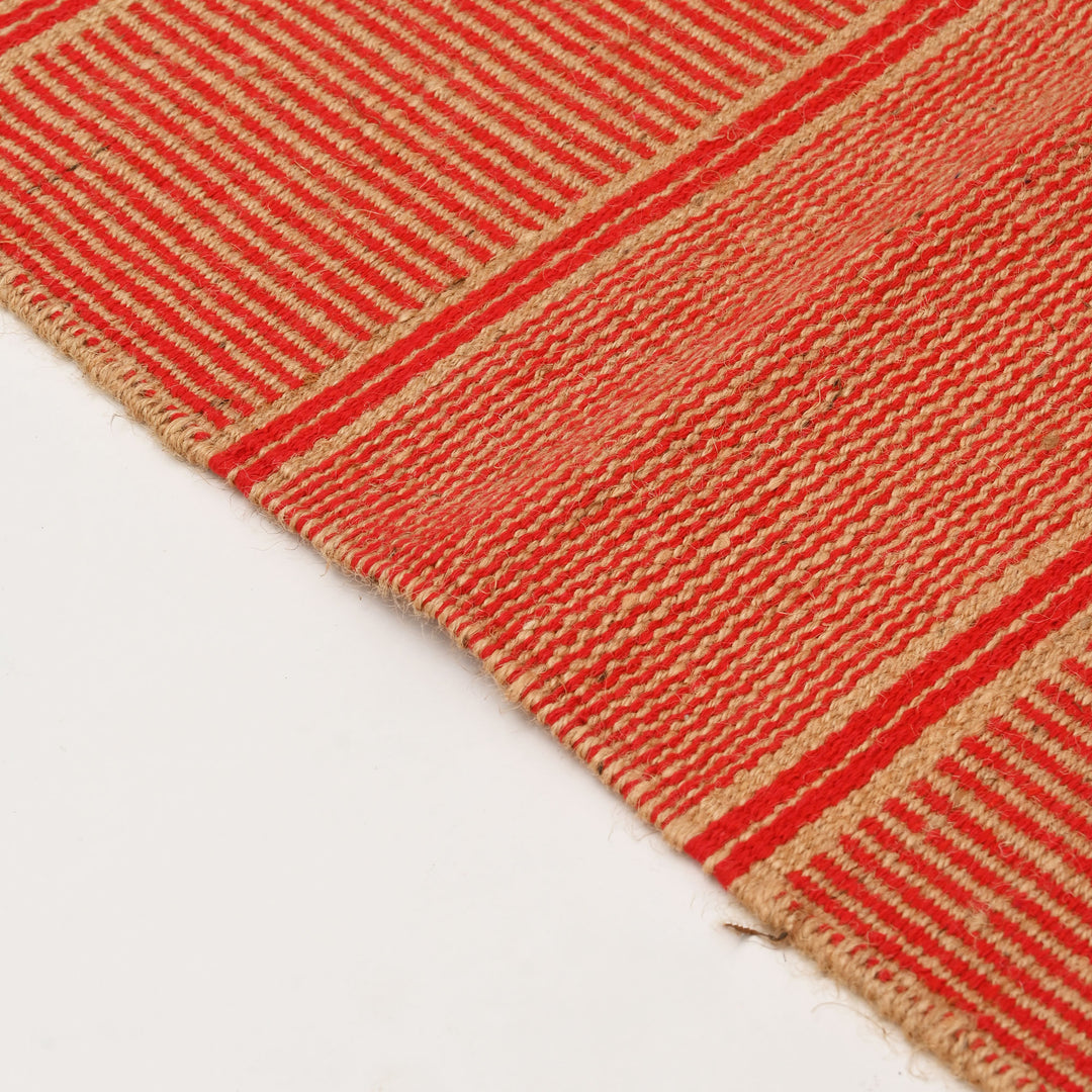 Handwoven Jute and Cotton Rug | 24x72” Coral & Red Runner