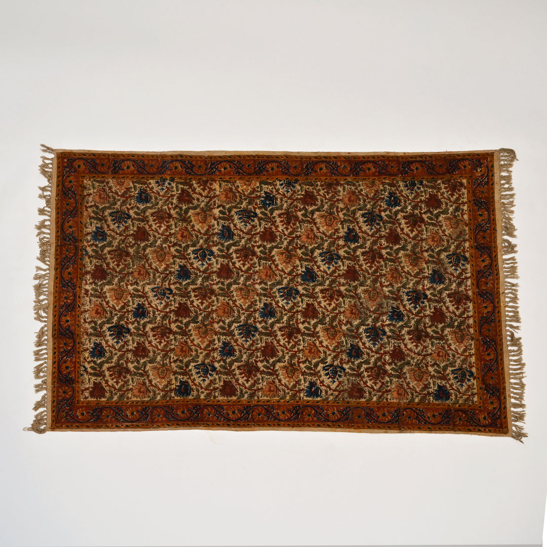 Handwoven Kalamkari Cotton Area Rug | 48x72” Black & White