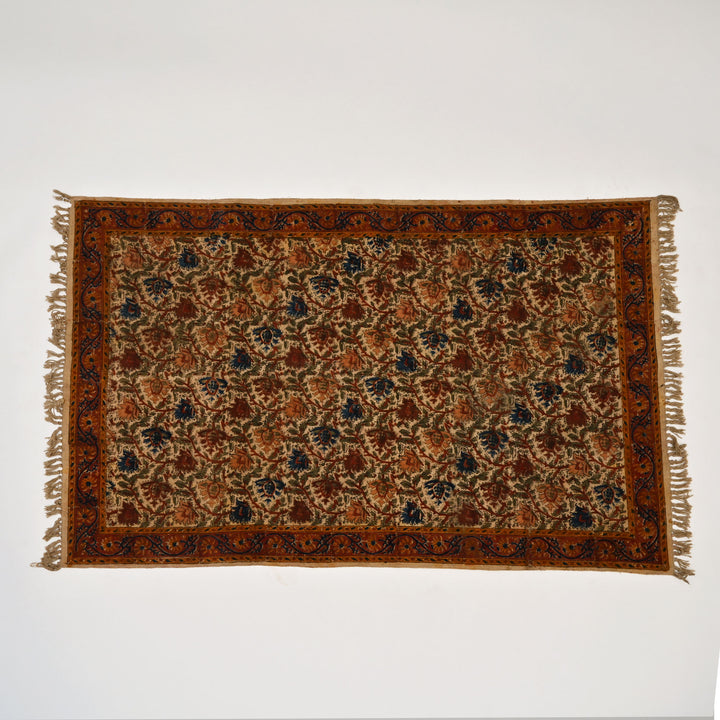 Handwoven Kalamkari Cotton Area Rug | 48x72” Black & White
