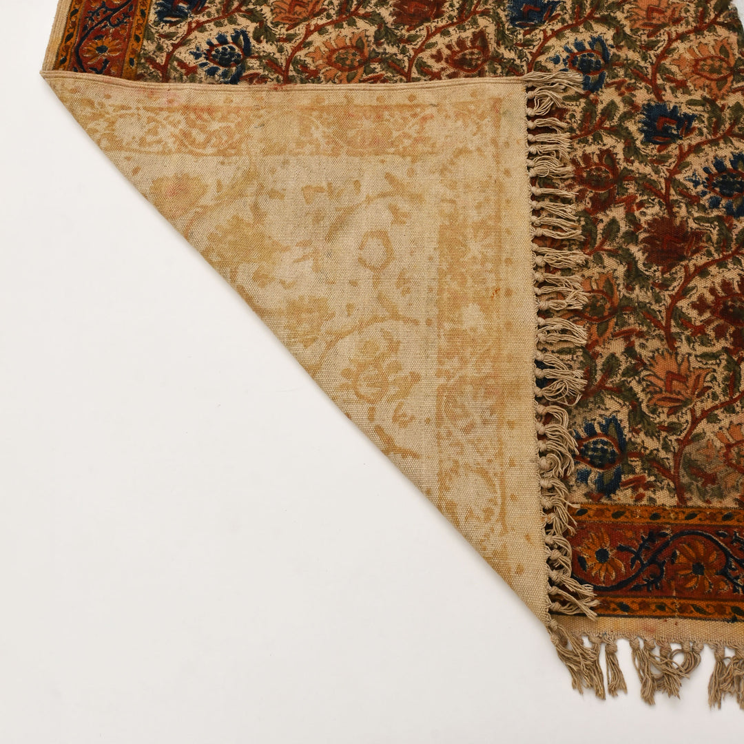 Handwoven Kalamkari Cotton Area Rug | 48x72” Black & White