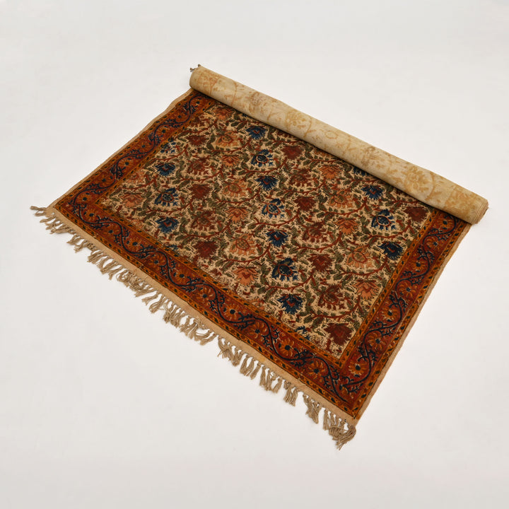 Handwoven Kalamkari Cotton Area Rug | 48x72” Black & White