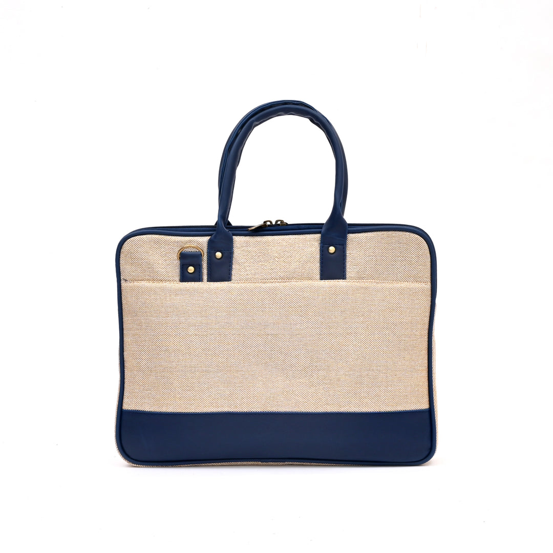 Beige Jute Cotton Office Bag | Eco Professional Tote 15"