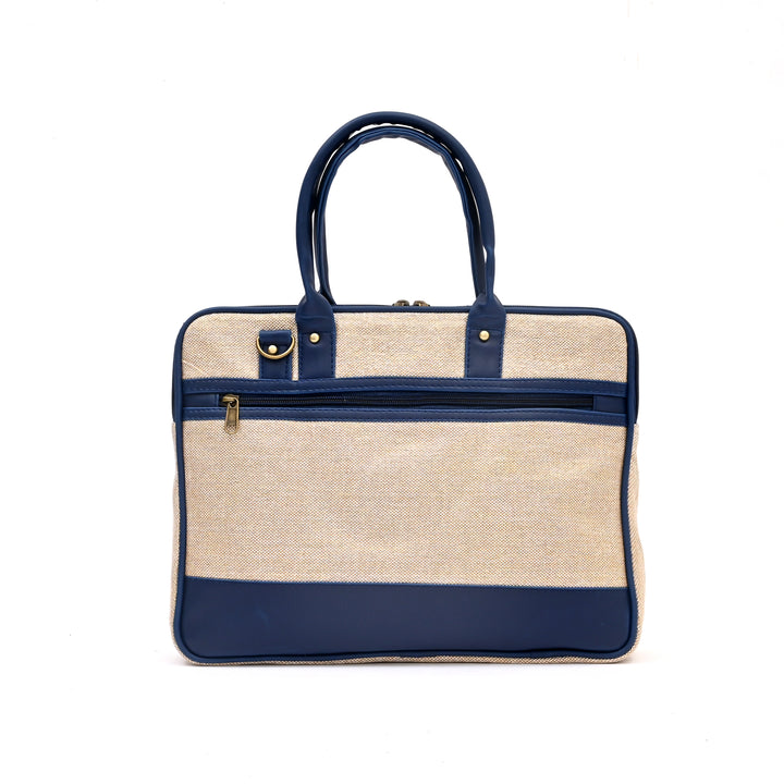Beige Jute Cotton Office Bag | Eco Professional Tote 15"