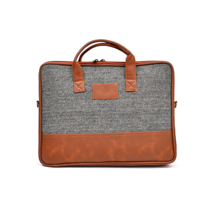 Grey Jute Office Tote | Natural Fiber Professional Bag 16"