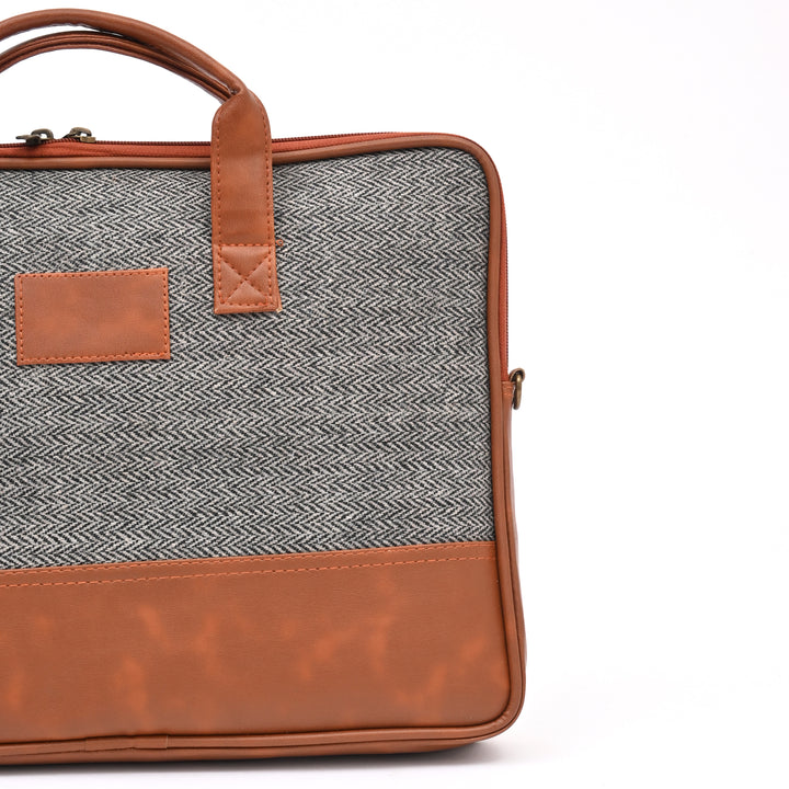 Grey Jute Office Tote | Natural Fiber Professional Bag 16"