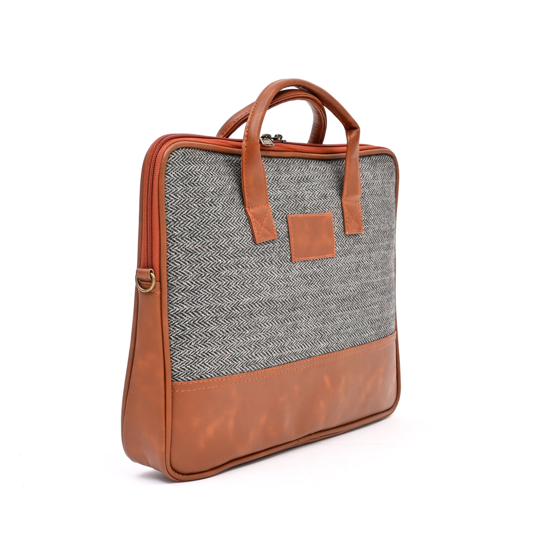 Grey Jute Office Tote | Natural Fiber Professional Bag 16"