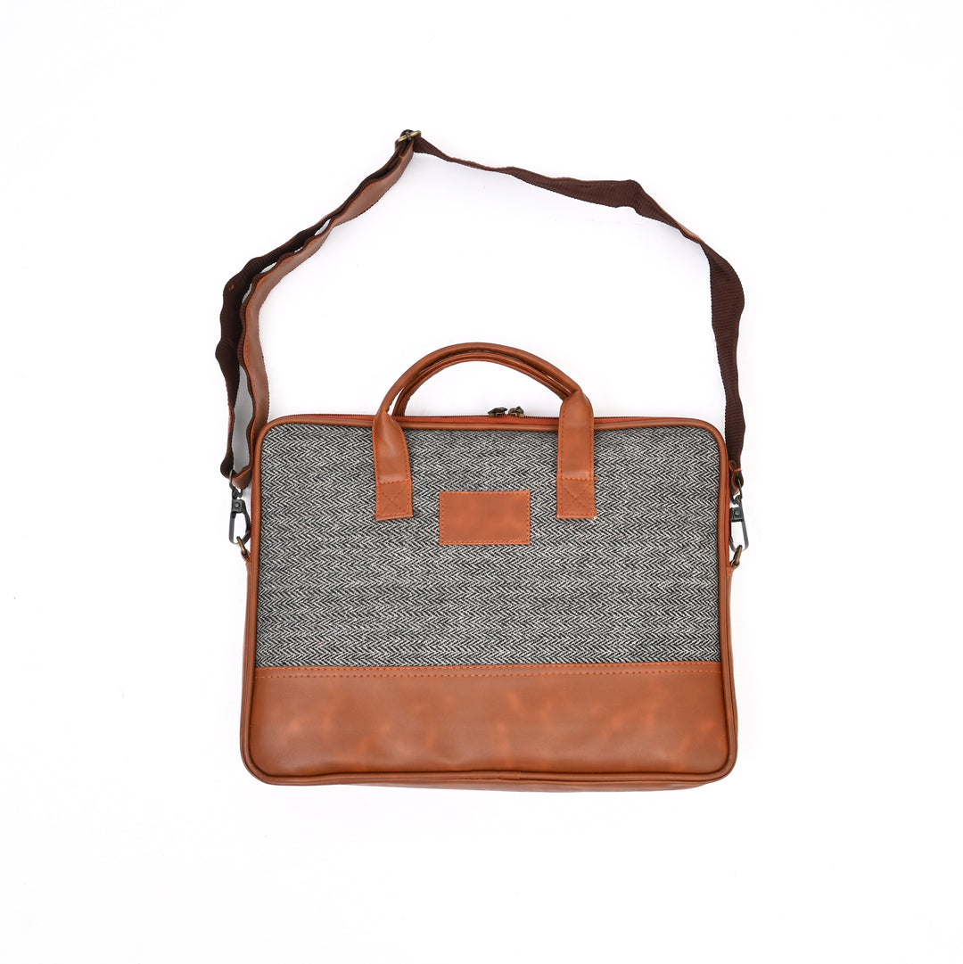Grey Jute Office Tote | Natural Fiber Professional Bag 16"