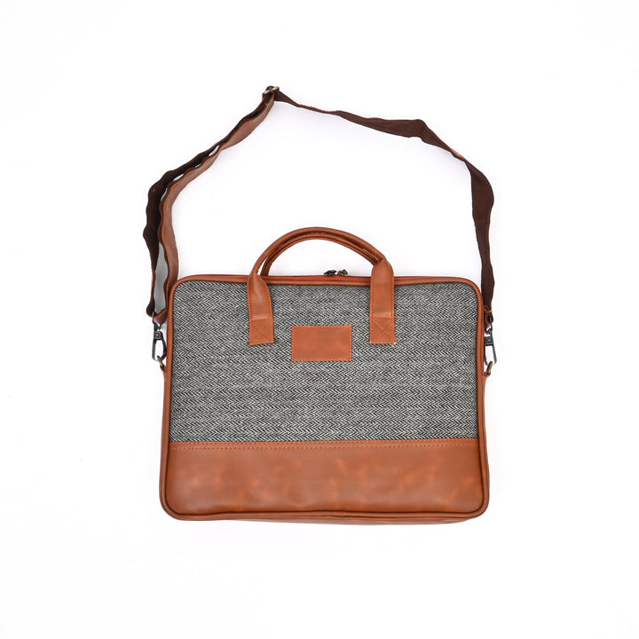 Grey Jute Office Tote | Natural Fiber Professional Bag 16"