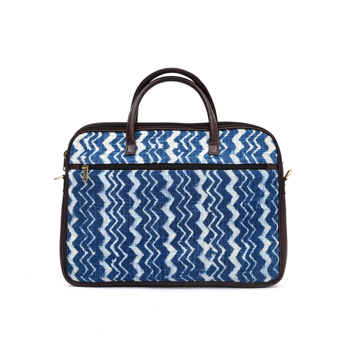 Handcrafted Laptop Bag Set with Floral Block Print