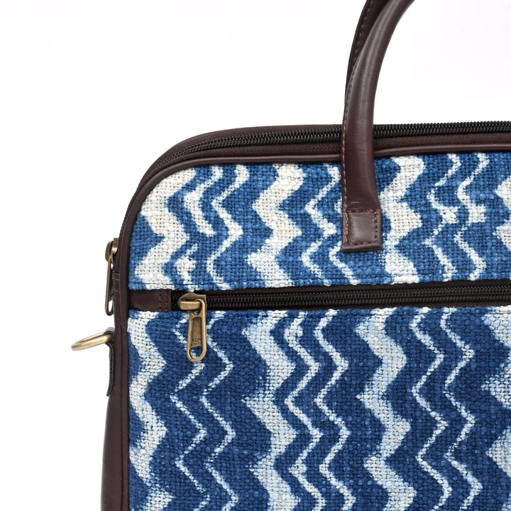 Handcrafted Laptop Bag Set with Floral Block Print