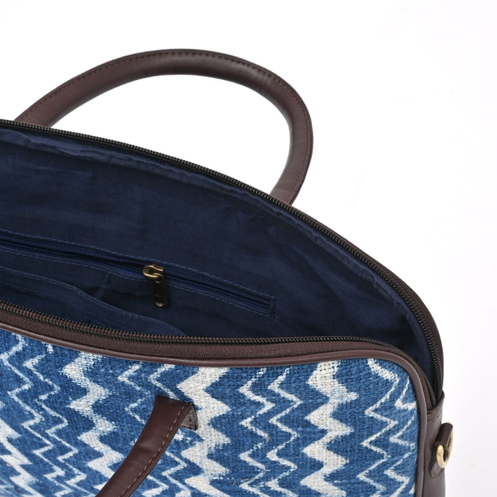 Handcrafted Laptop Bag Set with Floral Block Print