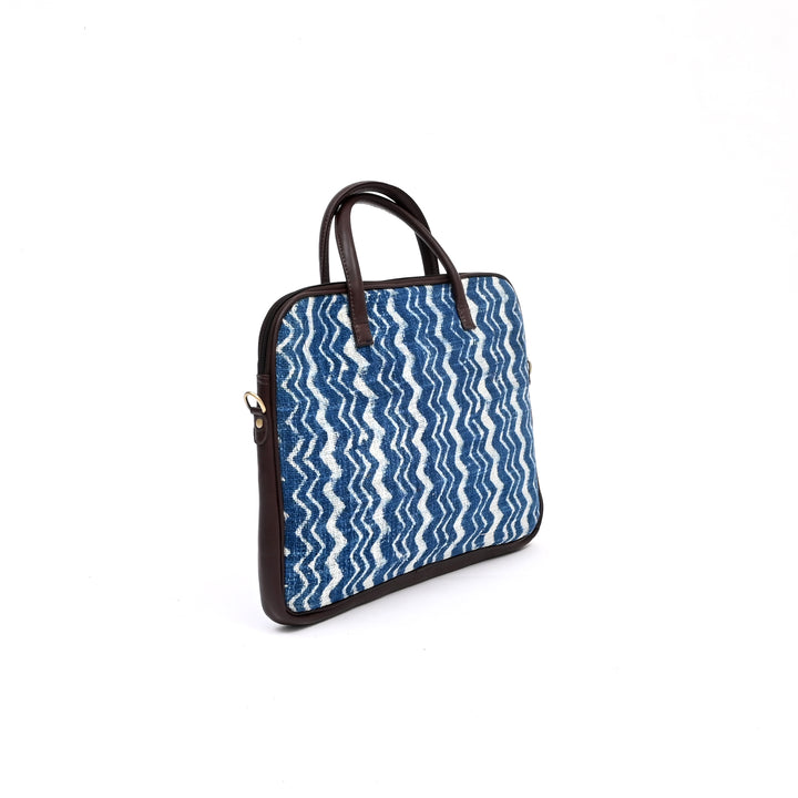 Handcrafted Laptop Bag Set with Floral Block Print