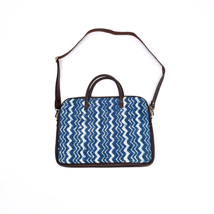 Handcrafted Laptop Bag Set with Floral Block Print