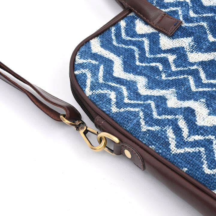 Handcrafted Laptop Bag Set with Floral Block Print