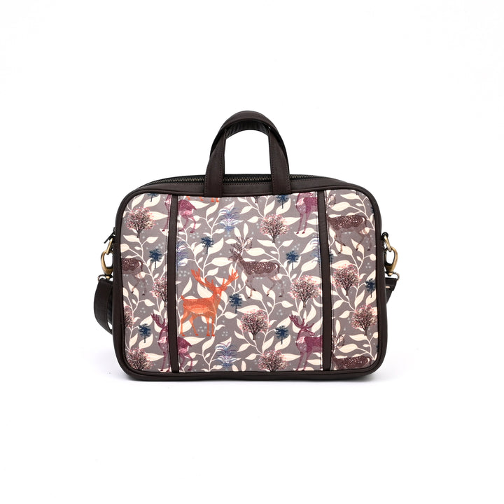 Forest Vibes Laptop Bag | Sky Blue Deer Print Office Bag 15"