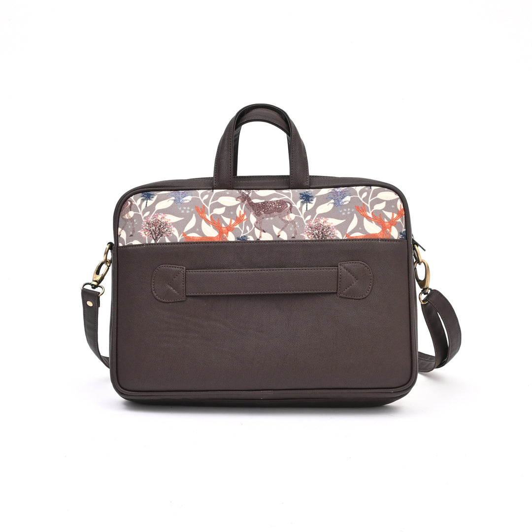 Forest Vibes Laptop Bag | Sky Blue Deer Print Office Bag 15"