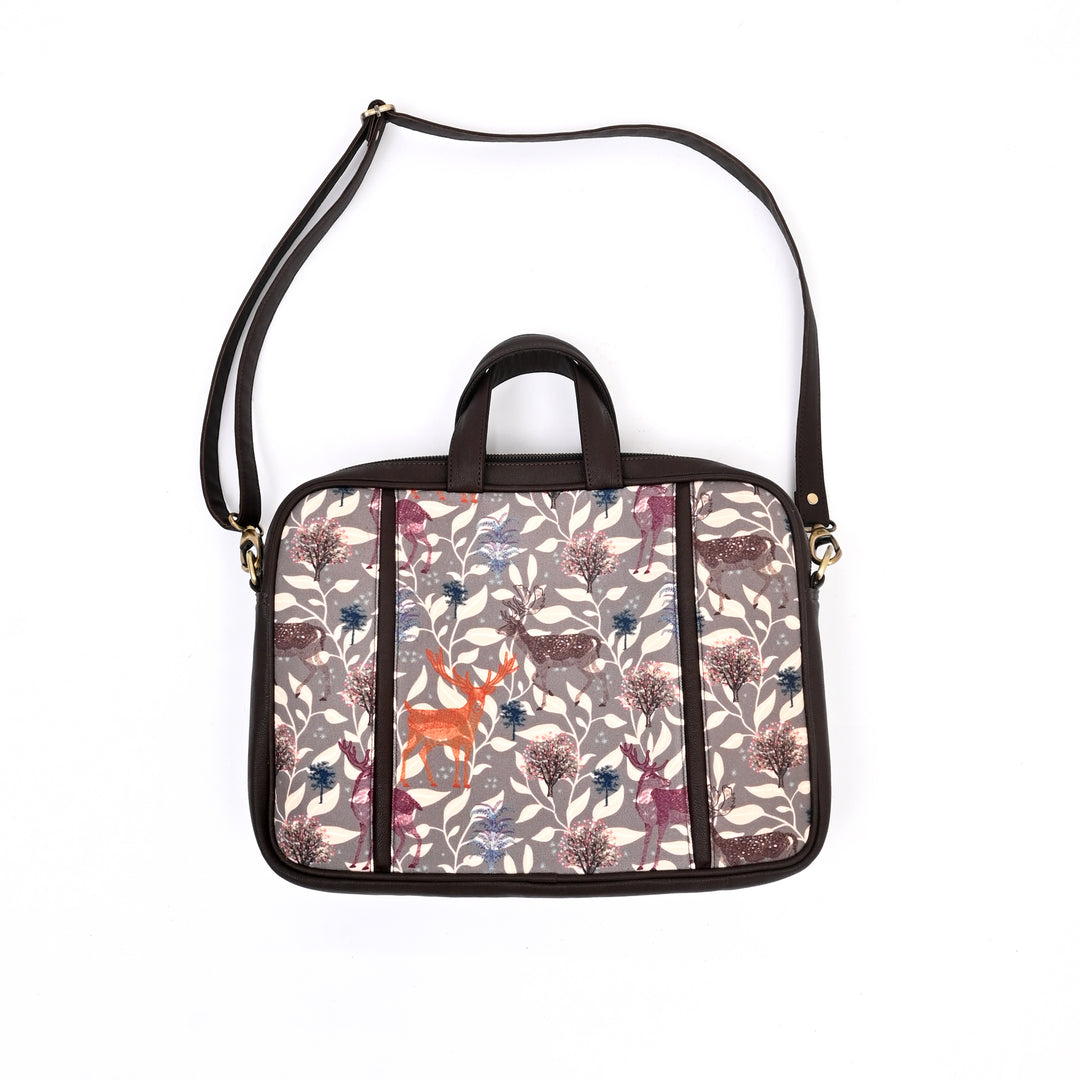 Forest Vibes Laptop Bag | Sky Blue Deer Print Office Bag 15"