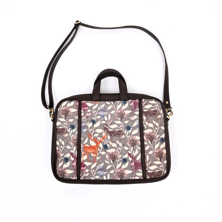 Forest Vibes Laptop Bag | Sky Blue Deer Print Office Bag 15"