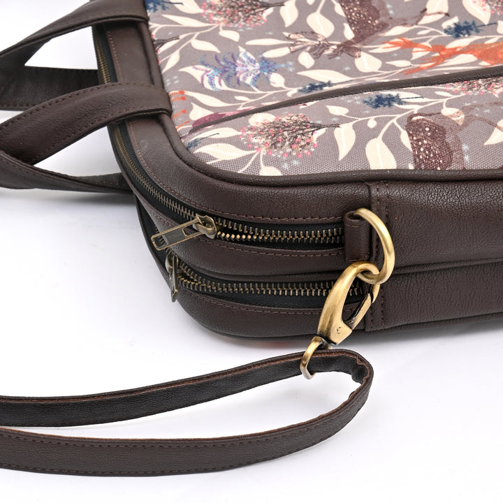 Forest Vibes Laptop Bag | Sky Blue Deer Print Office Bag 15"