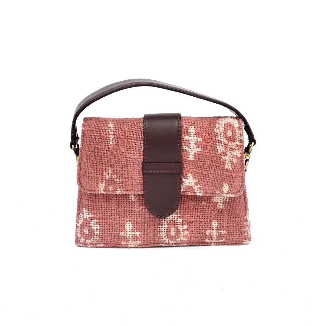 Short Sling Handbag with Floral Block Print