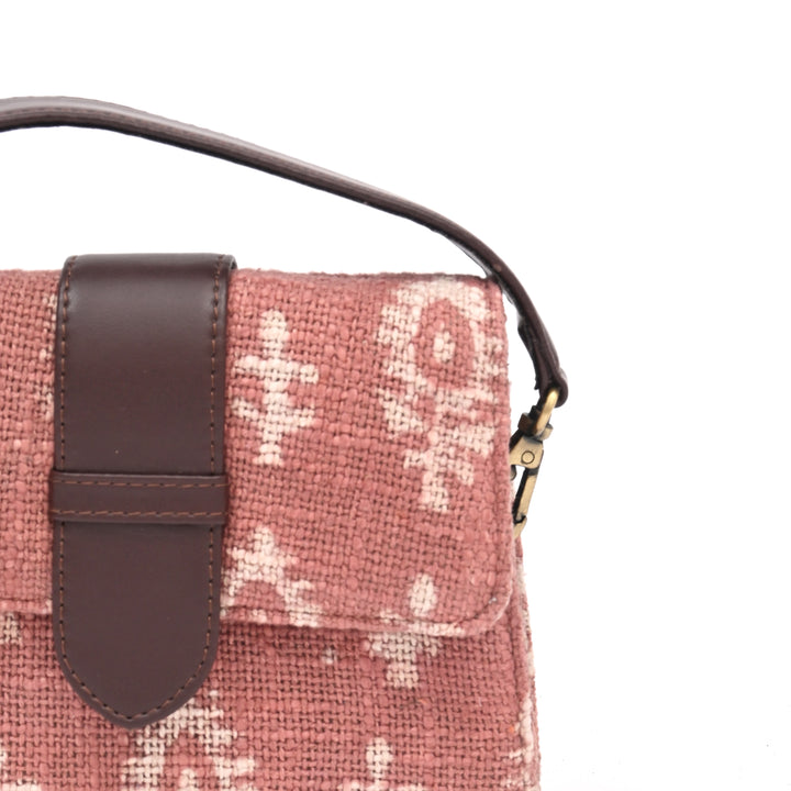 Short Sling Handbag with Floral Block Print