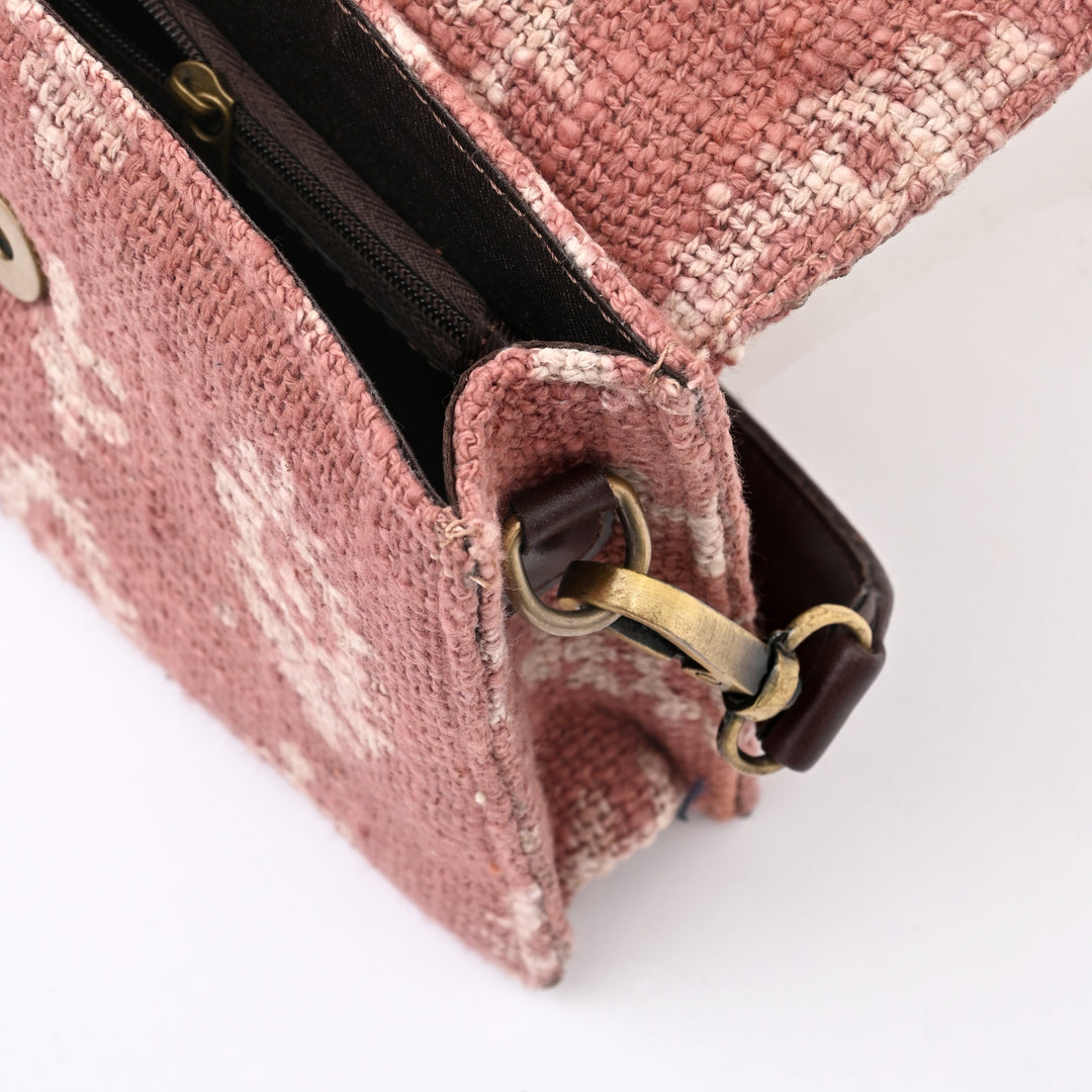 Short Sling Handbag with Floral Block Print
