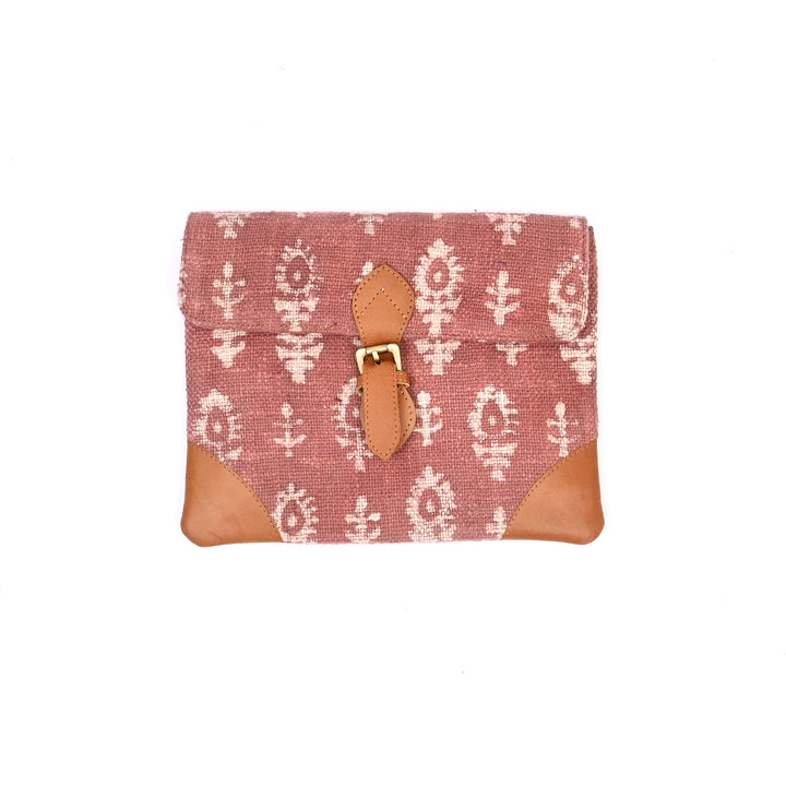 Handcrafted Zigzag Ikat iPad Cover Bag | Clutch Style with Faux Leather Accents