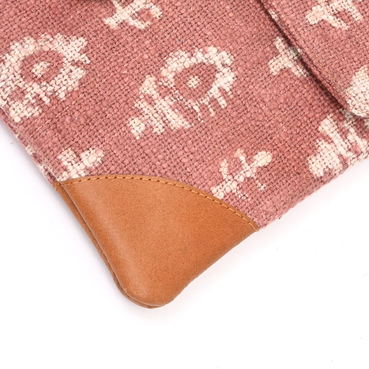Handcrafted Zigzag Ikat iPad Cover Bag | Clutch Style with Faux Leather Accents