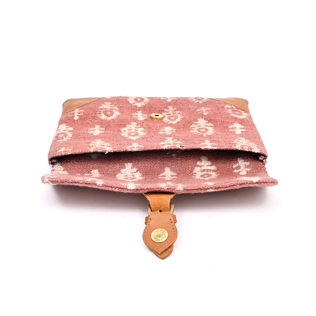 Handcrafted Zigzag Ikat iPad Cover Bag | Clutch Style with Faux Leather Accents