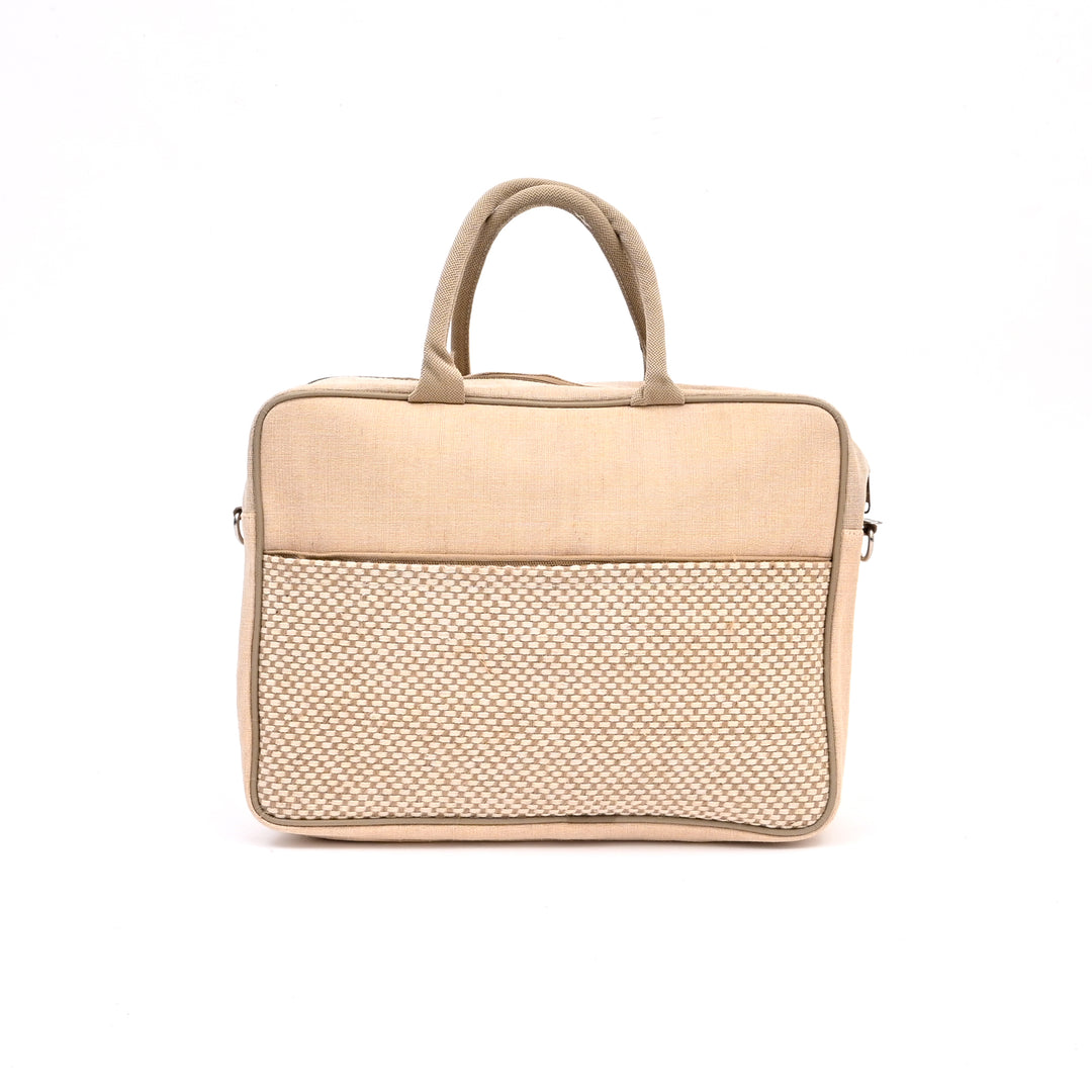Natural Jute Cotton Office Bag | Sustainable Professional Tote 16"
