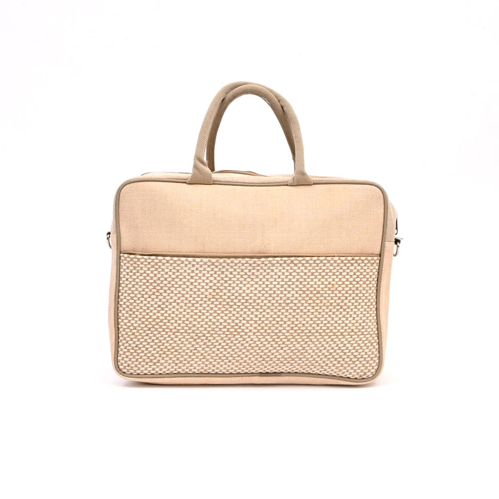 Natural Jute Cotton Office Bag | Sustainable Professional Tote 16"