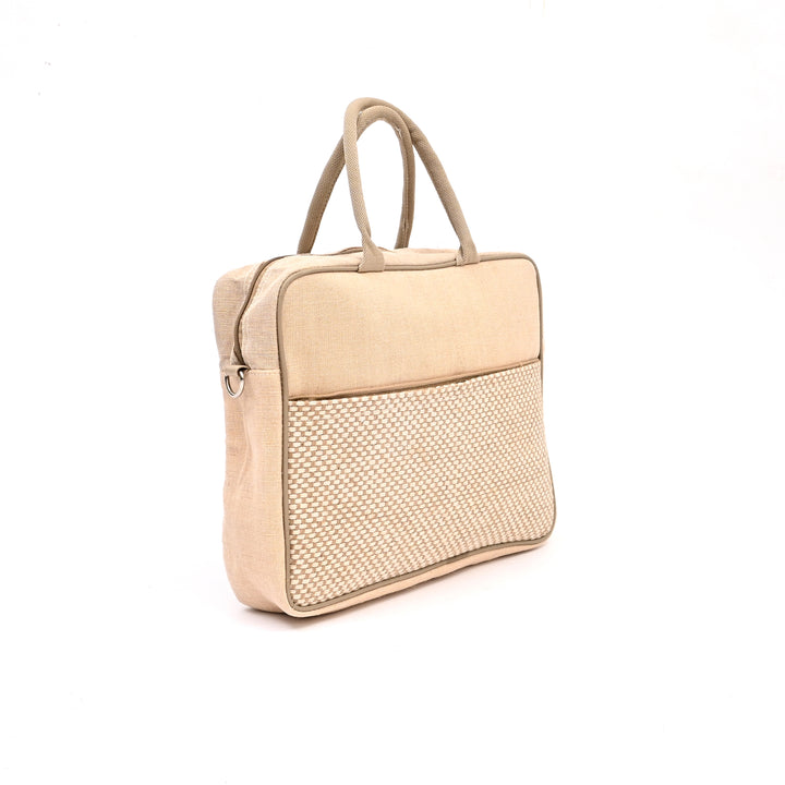 Natural Jute Cotton Office Bag | Sustainable Professional Tote 16"
