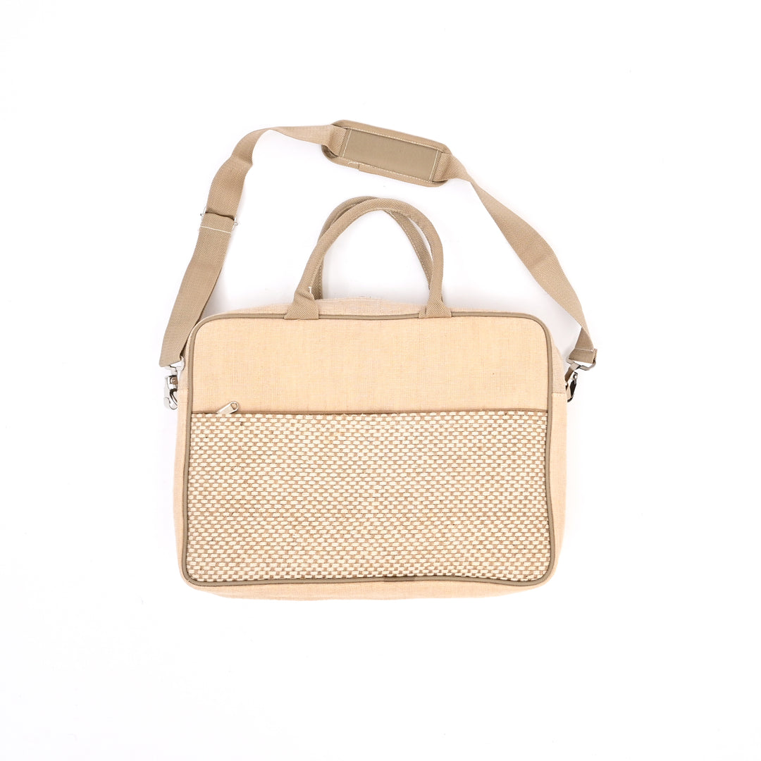 Natural Jute Cotton Office Bag | Sustainable Professional Tote 16"