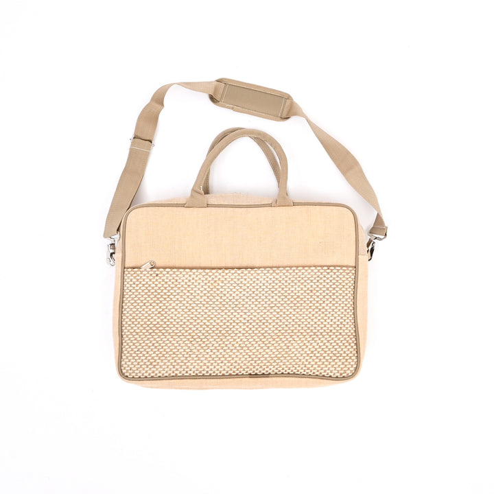Natural Jute Cotton Office Bag | Sustainable Professional Tote 16"