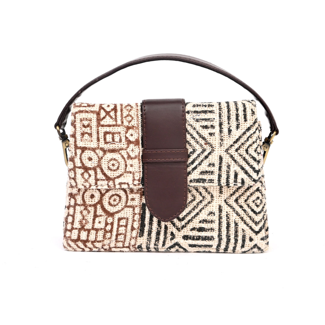 Short Sling Handbag with Floral Block Print