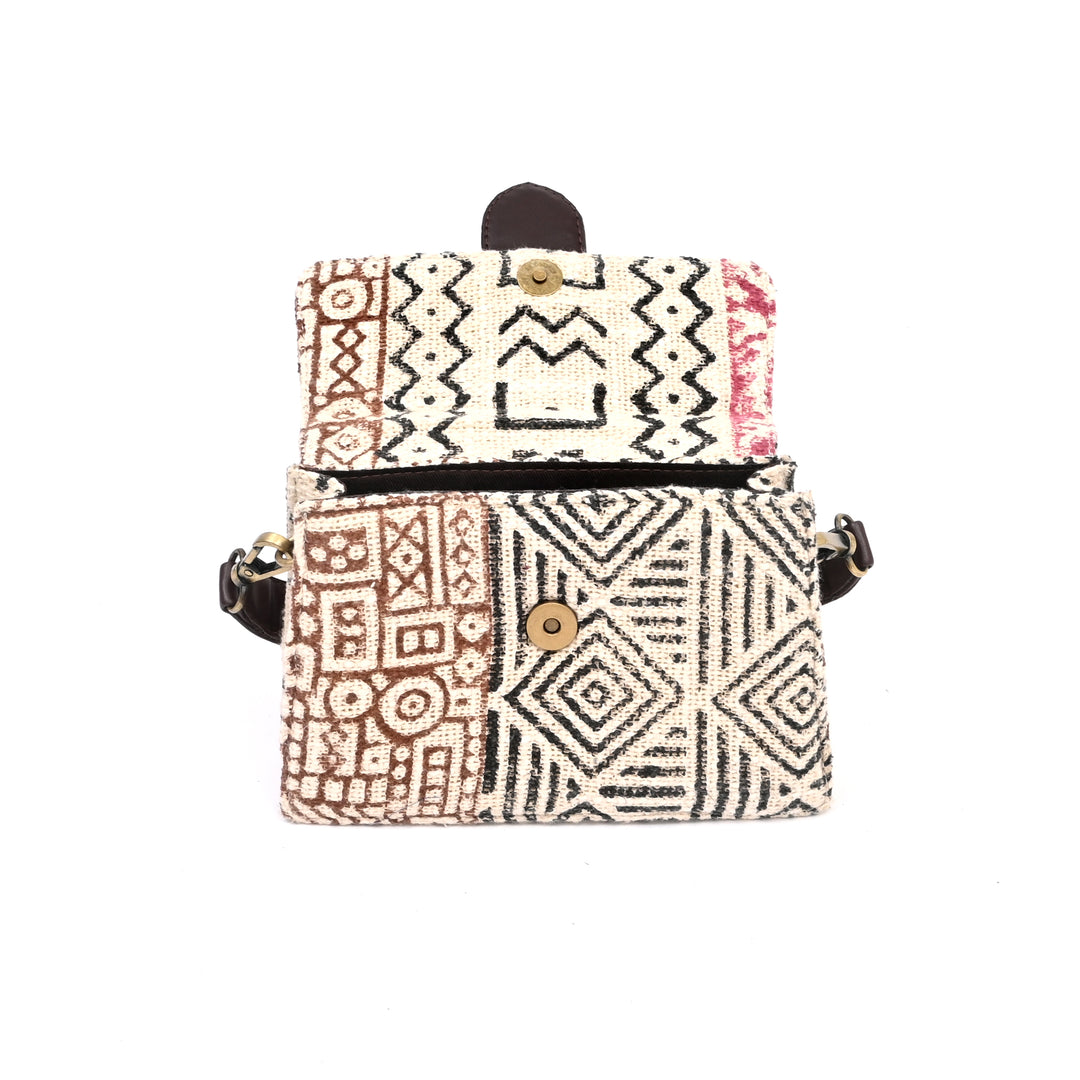 Short Sling Handbag with Floral Block Print
