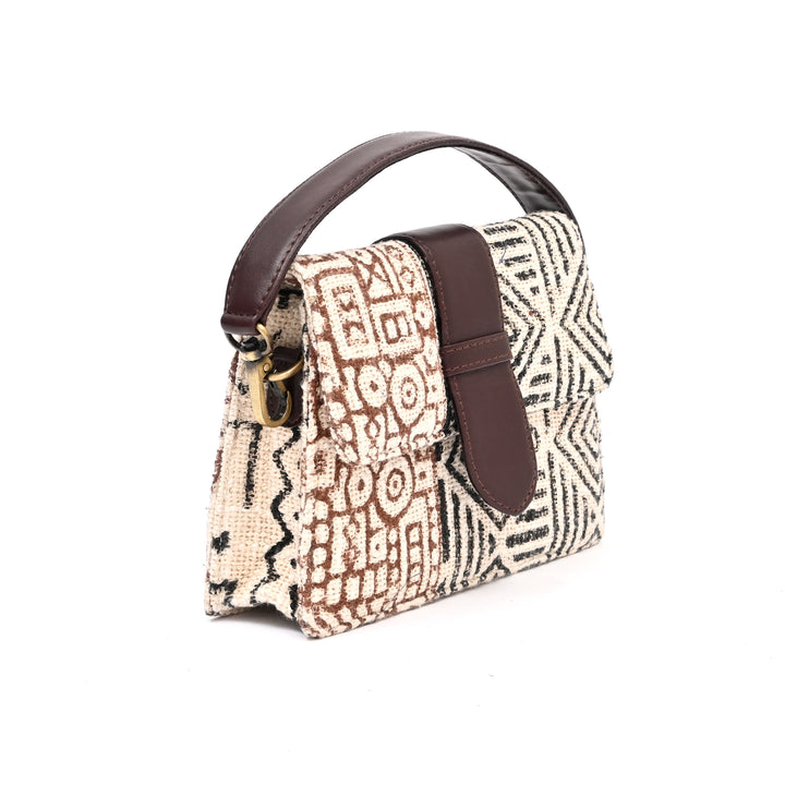 Short Sling Handbag with Floral Block Print