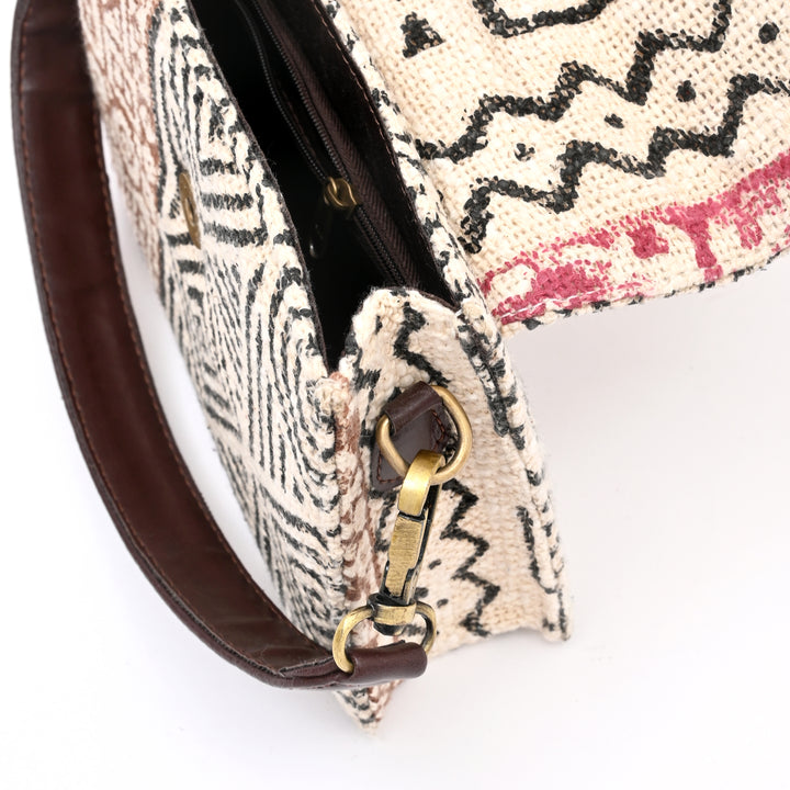 Short Sling Handbag with Floral Block Print