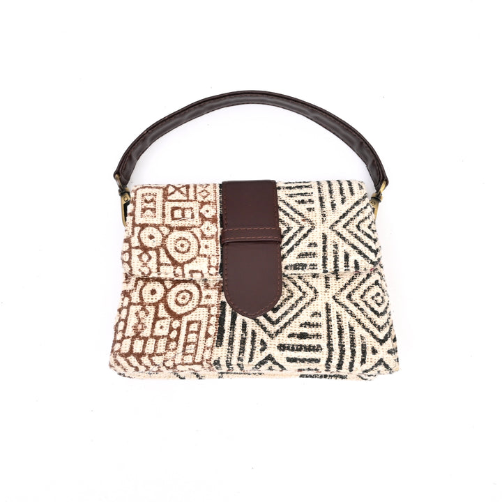 Short Sling Handbag with Floral Block Print