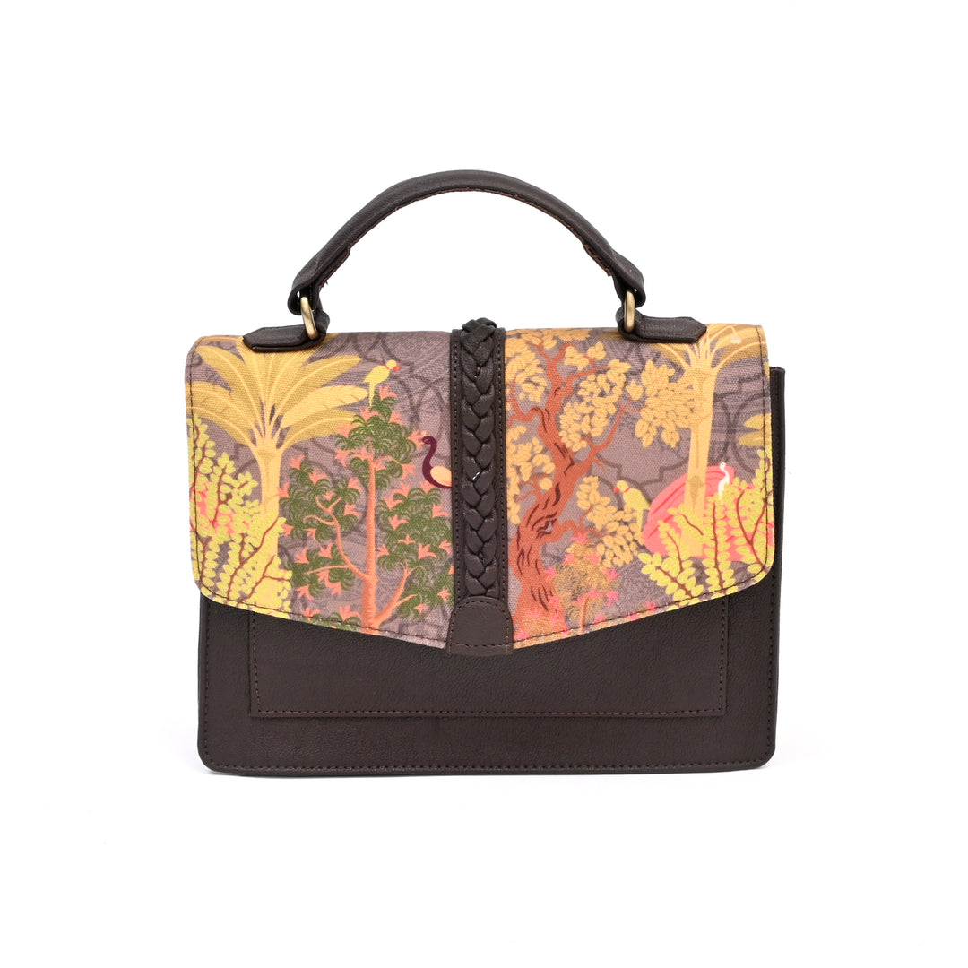 Garden Theme Satchel Bag | Multi, 10x3.5x8"
