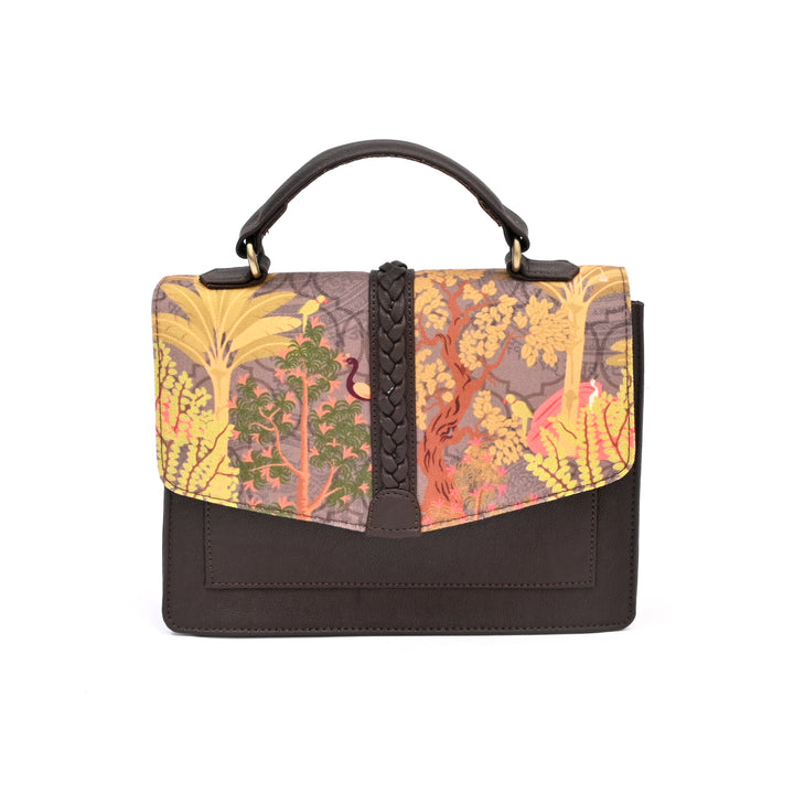 Garden Theme Satchel Bag | Multi, 10x3.5x8"