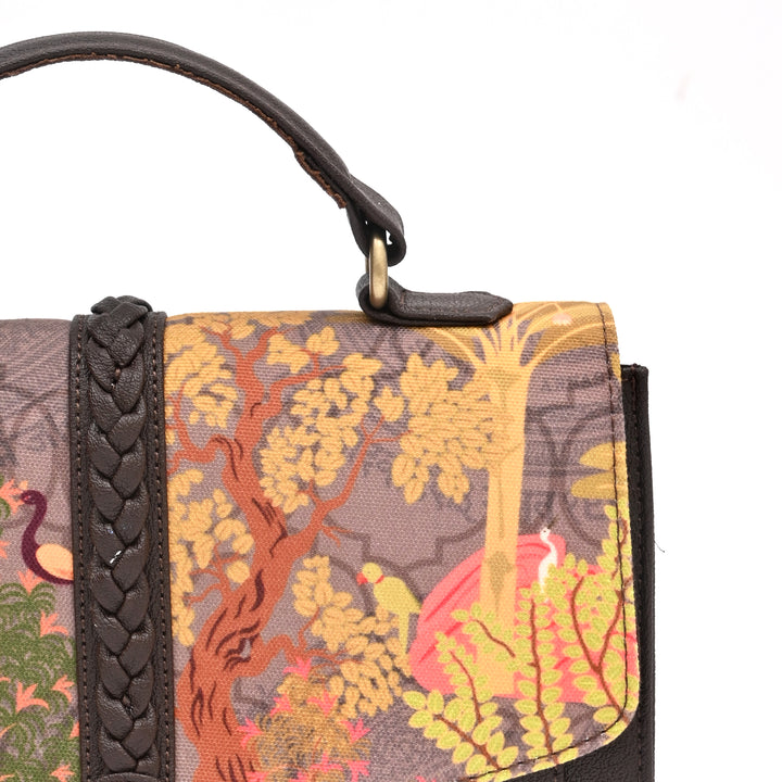 Garden Theme Satchel Bag | Multi, 10x3.5x8"