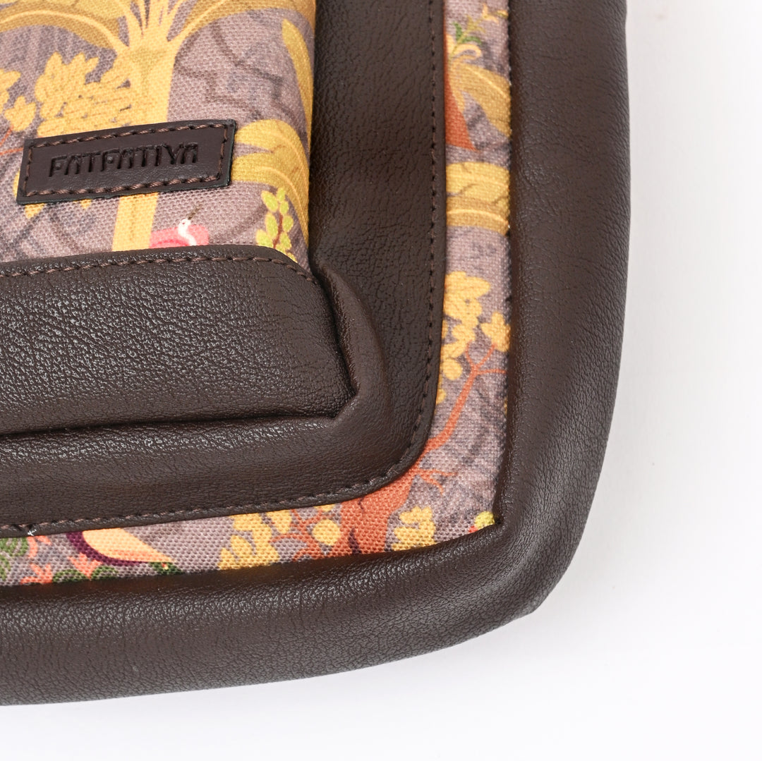 Tiger Art Print Chest Bag | Green Vegan Leather Crossbody 7"