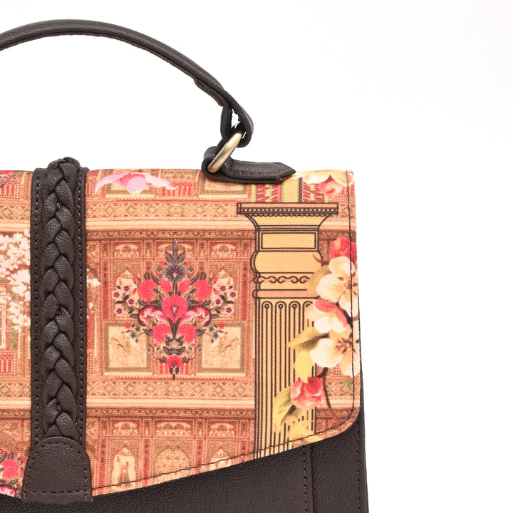 Haveli Theme Satchel Bag | Multi, 10"x3.5"x8"