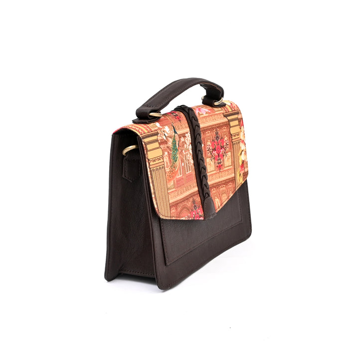 Haveli Theme Satchel Bag | Multi, 10"x3.5"x8"