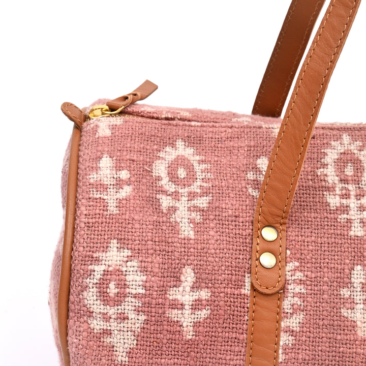 Handcrafted Duffel Bag with Ikat Pattern