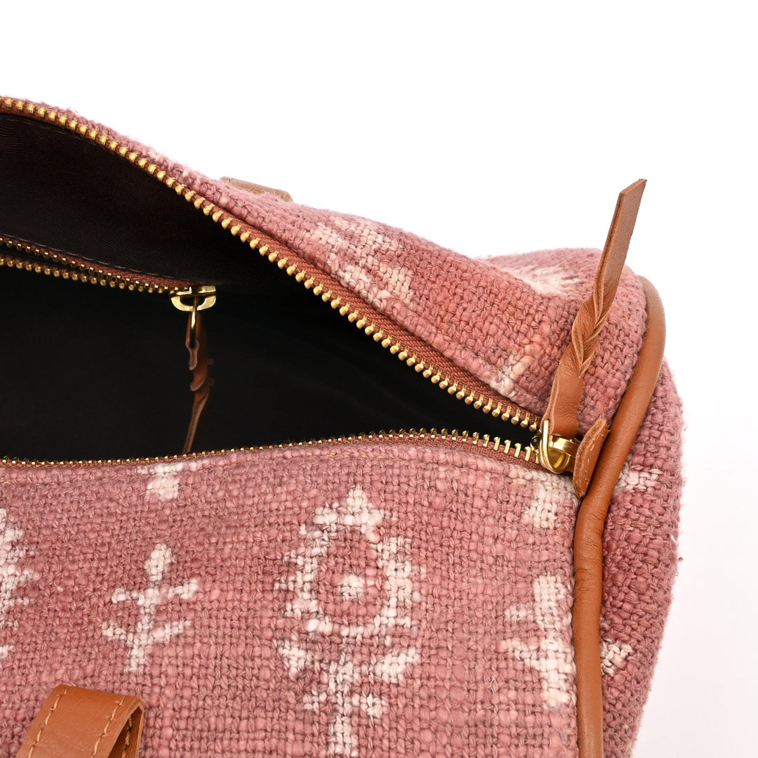 Handcrafted Duffel Bag with Ikat Pattern